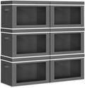 Homsorout Collapsible Storage Bins with Lids - Stackable Storage Containers with Window, 6 Pack Fabric Cube Bins for Closet, Home & Office Organization Baskets, Dark Gray, 14.9" x 9.8" x 9.8" by Homsorout
