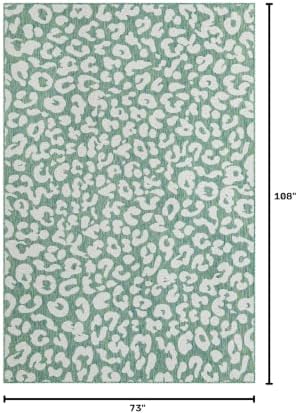 Unique Loom Outdoor Safari Collection Area Rug - Leopard (6' 1" x 9' Rectangle Green Blue/Ivory) - Image 2