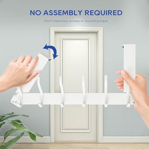 Over The Door Hooks, No Assembly Door Hanger, 2-Pack, White - Image 2