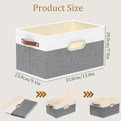 Yawinhe Fabric Storage Baskets,13.0x9.1x7.9in,White/Grey,6-Pack - Image 5