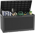 LAUSAINT HOME 320 Gallon Resin Deck Box, Package Delivery Box with Lockable Lid, Waterproof Outdoor Storage Box For Garden Tools, Patio Cushions(320 Gallon,Black) by LAUSAINTHOME
