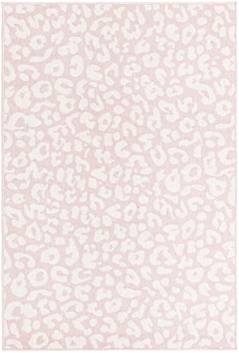 Unique Loom Outdoor Safari Collection Area Rug - Leopard (4' 1" x 6' 1" Rectangle, Pink Ivory/ Ivory) - Image 3
