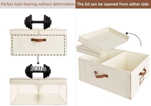 StorageWorks Large Decorative Storage Boxes with Lids, Oatmeal Beige - Image 3