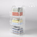 PUPPYCUTE Hanging Closet Organizer and Storage, Clothes Hanging Shelves Wire Baskets for Clothing Sweaters Purse Handbags Shoes White 3 Tier by PUPPYCUTE
