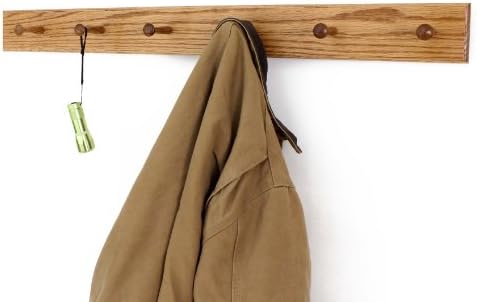 Solid Oak Shaker Peg Rack Made in The USA - Golden Oak Stain Stain 35 x 3.5 Inches with 6 Pegs - Image 2