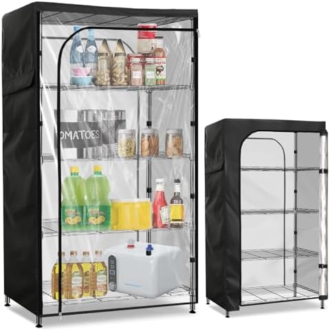 Waterproof Storage Shelf Cover,60 x 24 x 72 Inch Wire Shelving Rack Cover with Clear Front Panel,Dustproof Shelving Unit Covers,Black by Sobana
