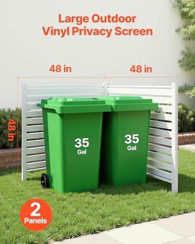 VEVOR 48" W x 48" H Vinyl Fence Panels, Air Conditioner Fence, Outdoor Privacy Screens for Trash Can, Pool Equipment Enclosure, Privacy Screen Kit Louvered Panels (2 Panels) - Image 2
