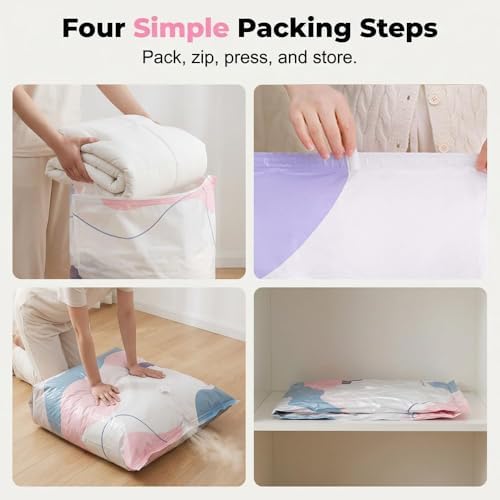 No-Pump Vacuum Storage Bags, Cube Compression Space Saver Bags, Large 3D Storage Compression Bags for Clothes, Comforters, Blankets, Bedding and Seasonal Clothing,（19.6 x 27.5）5 Pack - Image 5