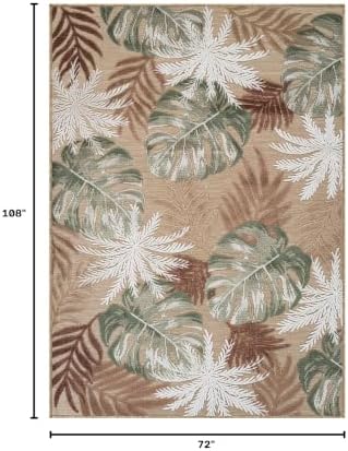 Luul Home Floral Indoor Outdoor Rugs 6x9 Large Area Rug for Living Room, Patio Decor, Kitchen, and Entryway Rug, Washable Stain Resistant Outside Carpet Beige 6 x 9 - Image 2