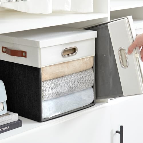 13x13 Inch Ultra Thick Fabric Storage Bins with Lids & Windows, 3P - Image 5
