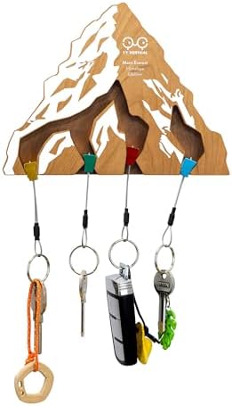 Cherry Wood Key Holder for Wall - Mountain Design, 4 Hooks, Decorative - Image 2