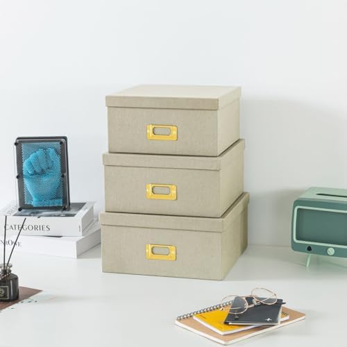 Soul & Lane - Light Gray Decorative Storage Boxes with Lids, Set of 3 - Image 6
