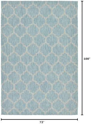 Unique Loom Outdoor Trellis Collection Area Rug (6' 1" x 9' Rectangle, Aquamarine/ Gray) - Image 2