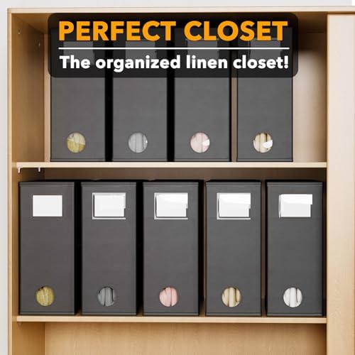 SpaceAid 9 Pack Bed Sheet Organizers and Storage, Foldable Sheet Organizer with Window for Linen Closet, Set Folder Keeper for Queen & King Size Bedding Storage (Black) - Image 5