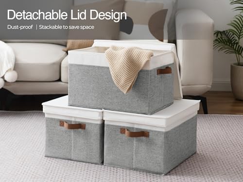 StorageWorks Fabric Storage Bins with Lids, Closet Storage Bins - Image 5