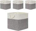 Temary Fabric Baskets 13 Inch Cube Storage Baskets with Rope Handle, Storage Cube Bins Clothes Basket for Gift, Large Storage Bins for Storage Books, Blankets (White&Gray) by TEMARY