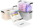 Cetomo 50Qt*4 Lidded Storage Bins, Stackable Plastic Bin with Handle, Storage Container with Secure Latching Buckles, Transparent, 50 Quart, Set of 4 by Cetomo