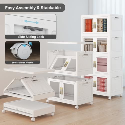 736QT Stackable Storage Bins with Lids, 184Gal Foldable Storage Cabinets - Image 6