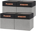 Temary Fabric Cube Storage Bins 12 Inch Decorative Storage Cubes Baskets 4 Pack Foldable Cube Storage Bins for Closet, Shelves (Black&Grey) by TEMARY