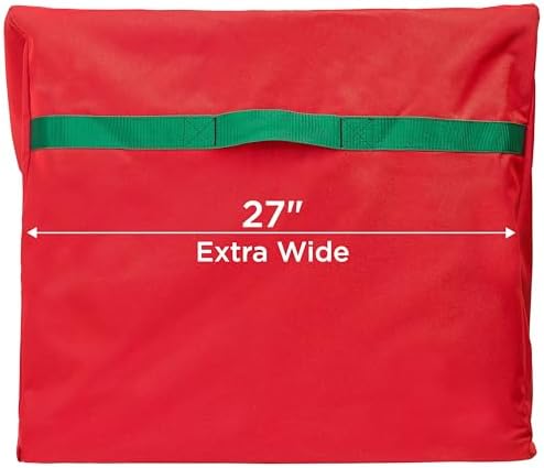 HOLDN’ STORAGE Christmas Tree Bag Heavy Duty 600D Oxford - Christmas Tree Bags Storage Fits Up To 7.5Ft, Extra Wide, Waterproof Storage Bags with Reinforced Handles & Zipper - Red - Image 4