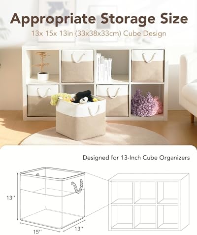 13x15x13 Inch Large Storage Bins with Cotton Rope Handles 6-Pack - Image 2