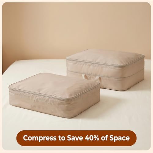 8 Pack Compression Storage Bags, Comforter Storage Bag, Light Brown - Image 4