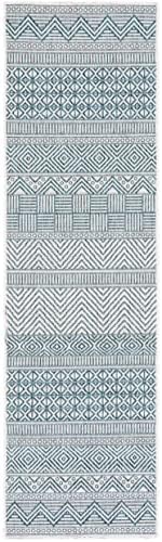 SAFAVIEH Washable Rug Outdoor Courtyard Collection - 2'3" x 8' Runner, Ivory & Turquoise, Non-Shedding & Easy Cleaning, Ideal for Patio, Entryway, Mudroom, Hallway, Kitchen (CY8196-53512) - Image 2