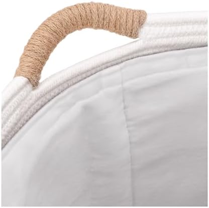 Seville Classics Premium Natural Handwoven Portable Laundry Bin Basket with Carrying Handles, Household Storage for Clothes, Linens, Sheets, Hamper with Liner, White - Image 5