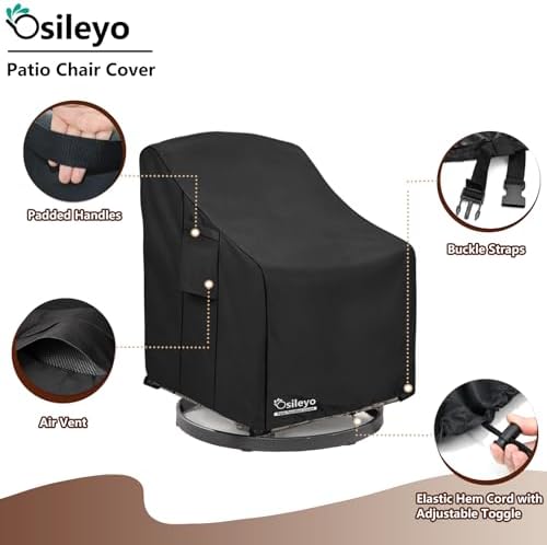 Patio Chair Covers 2 Pack,Swivel Lounge Chair Cover,Waterproof Heavy Duty Patio Furniture Covers for Outdoor Swivel Lounge Chair(35 W x 37 D x 38.5 H inches) Black - Image 3