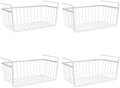 Modern Home Under Shelf Wire Storage Baskets – Hanging Organizer Rack for Cabinet, Pantry, or Closet – White Metal Basket for Kitchen, Towels, or Office – No Tools Required (Set of 4 15") by Modern+Home