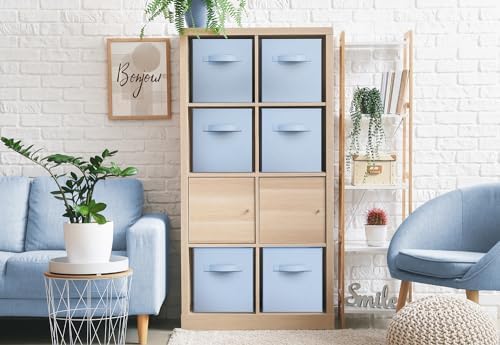 Sorbus Fabric Storage Cubes, 6-Pack Foldable Bins (13 Inch, Pastel Blue) - Image 4