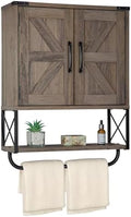 RUSTOWN Farmhouse Medicine Cabinet with 2 Barn Door & Towel Bar Rack by RUSTOWN