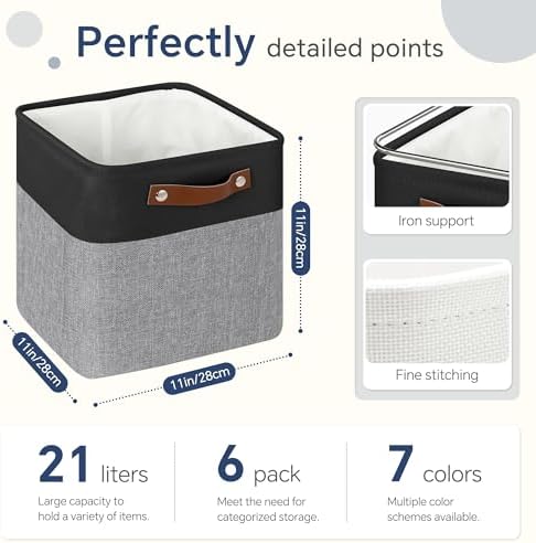 FinishingBo 11 inch Cube Storage Bin 6 Pack, Cube Organizer Bins - Image 4