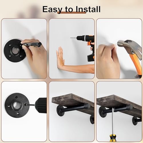 PINTUSON 6 Pcs Industrial Pipe Clothes Bar 12 Inch - Wall Mount Clothing Rack - Face Out Wall Clothing Rods for Commercial Retail Boutique Shirt Display - Image 7