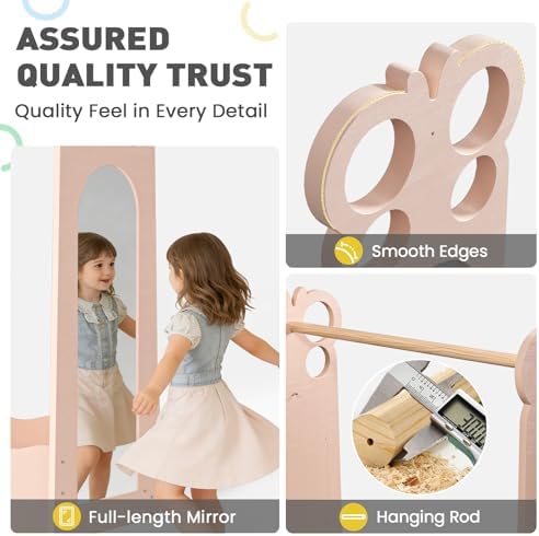 BlueWood Dress Up Storage Kids Wardrobe with Mirror, Toddler Costume Closet - Image 3