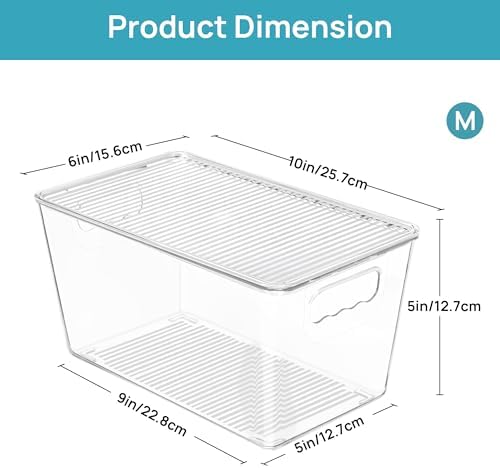 Vtopmart 12 Pack Clear Stackable Storage Bins with Lids and Handles, Medium - Image 2