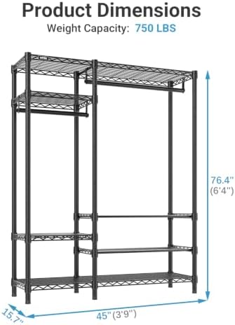 VIPEK V2S Heavy Duty Clothes Rack Portable Closet Organizer System Black - Image 6