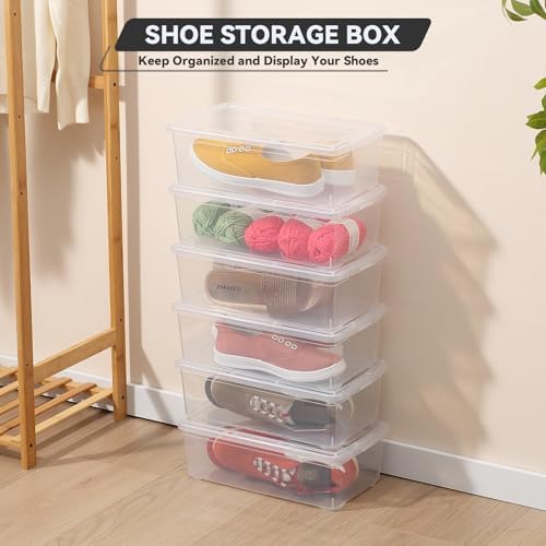 novelinks 12 Pack 6QT Plastic Storage Bins with Lids, Shoe Boxes (Clear) - Image 5