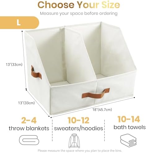 HOMELUX THEORY Closet Organizers Storage, Large Collapsible Bin 4pc, Ivory - Image 2