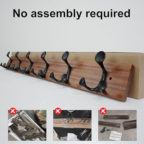 SKOLOO 36-Inch Wood Coat Rack Wall Mount with 6 Triple Hooks - Ideal for Family Entrances, Classrooms, and Pet Supplies Storage - Perfect Coat Hooks for Wall,Mahogany (Sapele) - Image 4