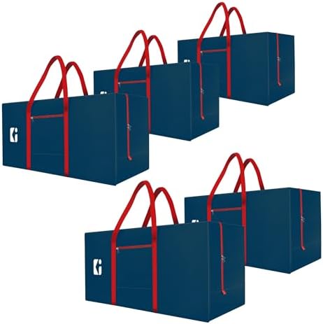 Kuber Industries Pack of 5 Durable (2 Compartments) Storage Bags For Clothes Large With Zip | Packers & Movers Under Bed Storage Organizer Box for Clothes, Blanket & Toys | Red & Blue by Kuber+Industries