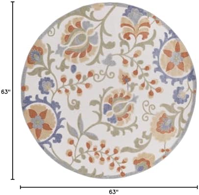 Nourison Aloha 63x63 Polypropylene Area Rug in Ivory and Blue - Image 2