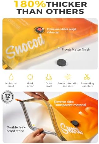 Travel Vacuum Bags with Pump, 15 Pack Vacuum Storage Bags for Clothing, Brushless Motor Type-C Rechargeable Pump, Compression Packing Bags for Travel, Suitcase, Closet and Home Storage, Yellow - Image 5
