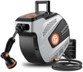 SUNPOW Retractable Garden Hose Reel - 1/2 inch x 115ft Heavy Duty Wall Mounted Hose Reel with 3/4 inch Brass Fitting & 10 Sprayer Nozzle - Any Length Lock, Auto Rewind System, 180°Swivel Bracket- Grey by SUNPOW