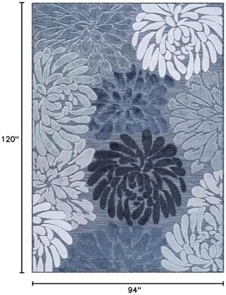 Luul Home Floral Indoor Outdoor Rugs 8x10 Large Area Rug for Living Room, Patio Decor, Kitchen, and Entryway Rug, Washable Stain Resistant Outside Carpet Navy 8 x 10 - Image 2
