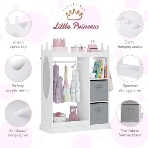 UTEX Kids Dress up Storage with Crown-Shaped Design and 2 Fabric Bins - Image 4