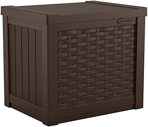 Suncast 22 Gal, Small Outdoor Storage Deck Box, Java Resin, Flat Lid by Unknown