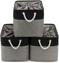 16x12x12 In Foldable Fabric Large Storage Bins with Handle 3 Pack by VQRTEXAStorageBasket