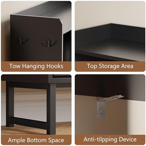 Xixini Shoe Storage Cabinet with 3 Flip Drawers, Entryway Shoe Rack, Black - Image 6