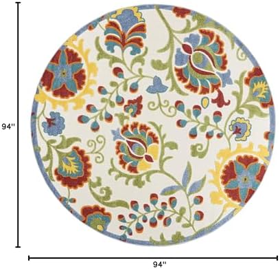 Nourison Home Aloha Ivory Multicolor 7'10" x Round Area Rug - Easy Clean, Non Shedding, Bed Room, Living Room, Dining Room, Kitchen (8' x Round) - Image 2